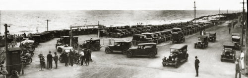 Central beach parking ground.(Title on photo). Taken from balcony of Hostel Manly Date1928
