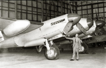 Captain Ron Woods in Maylands Hangar c1940.