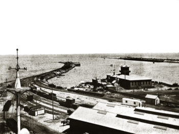 Fremantle Harbour Entrance to Harbour And Lighthouse Railway Workshop in Foreground Time Station on the Left 1900