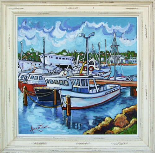 Fishing Harbour Boats 760 x 760mm