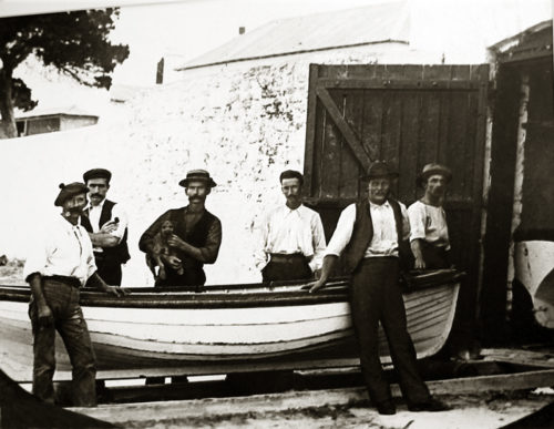 Pilot Crew outside Boathouse built for Pilot Boat in 1846