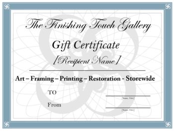 Finishing Touch Gallery Gift Certificate